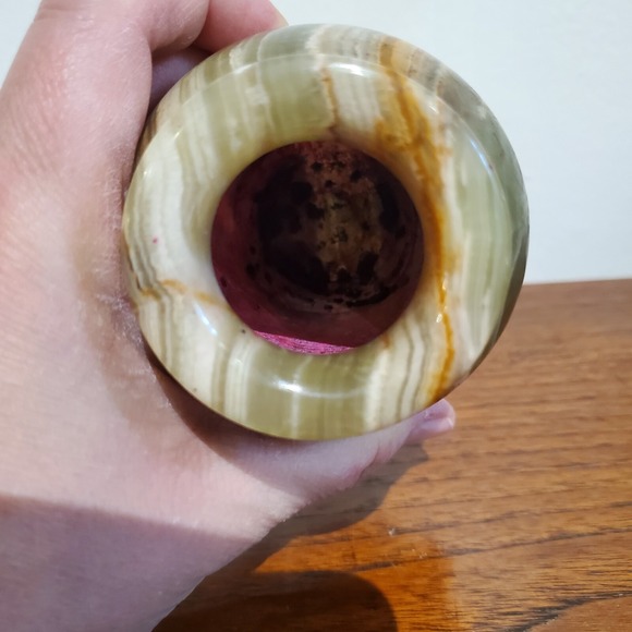 Onyx Polished Stone Vase Brown, tan, green,‎ cream 4" Tall - Picture 6 of 10